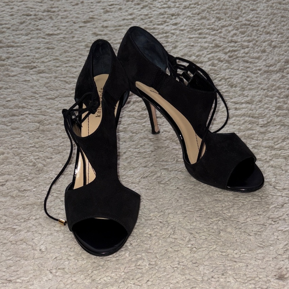 Kate Spade Black Lace-Up Heels